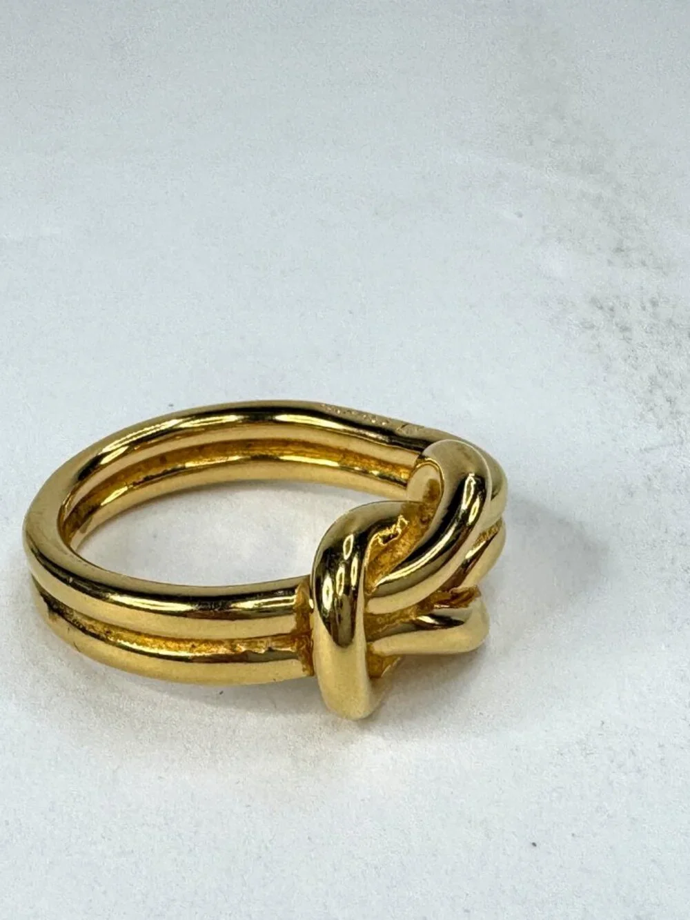 Vintage Hermès Gold Plated Knot Atame Scarf Ring with Original Box GS867